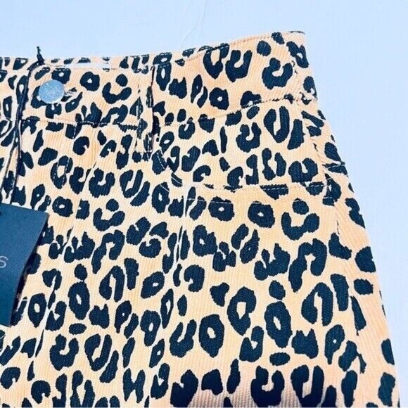 Le Lis Leopard Print Corduroy Mini Skirt Size Small Tan Statement Classic NEW - Picture 15 of 15